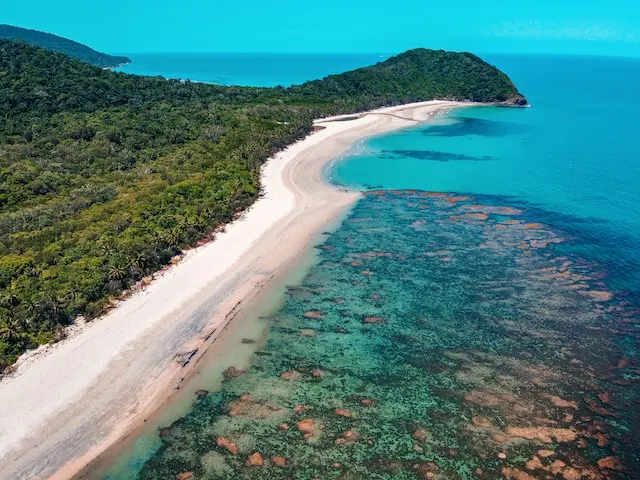 An aerial view of the Great Barrier Reef in Australia